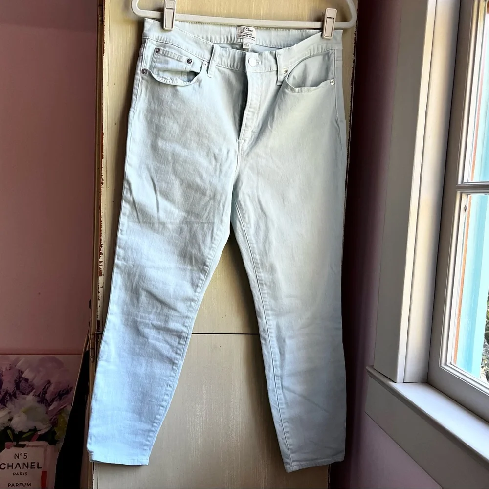 J. Crew Pale Mint Green Lookout Highrise Skinny Jeans, Sz 31, Cropped - Picture 3 of 16
